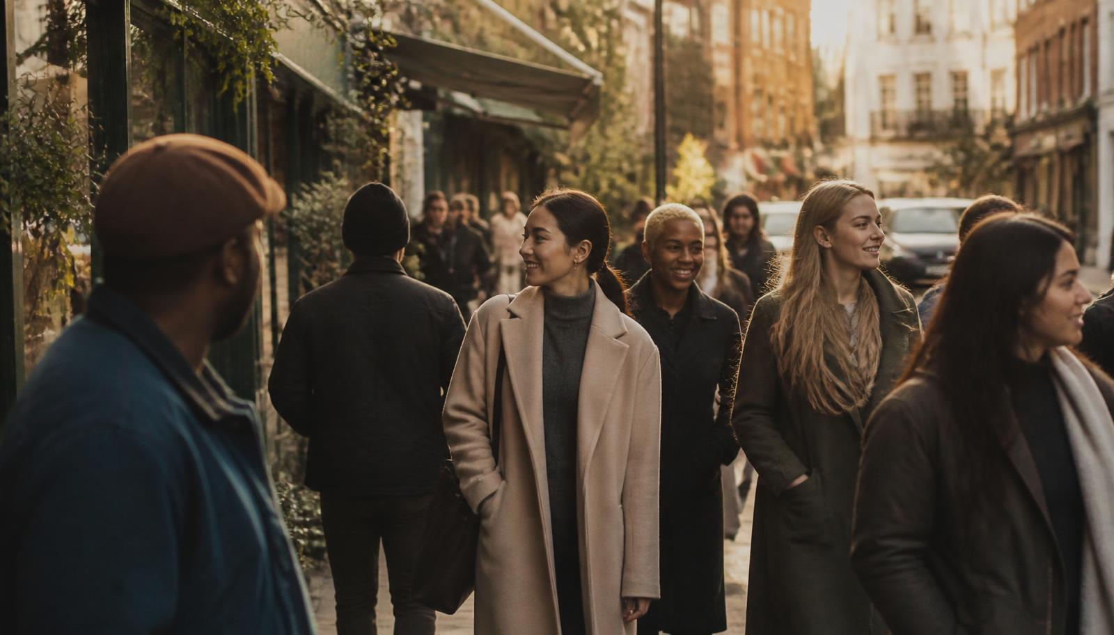 People walking along a high street of independent shops